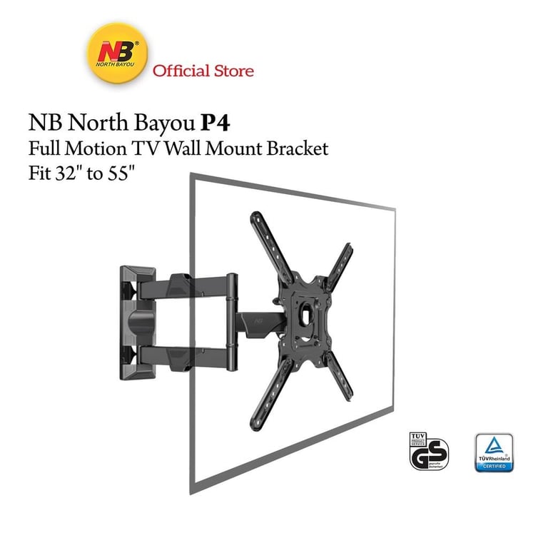 NB North Bayou P4 TV Wall Mount Full Motion With Tilt Tv Bracket (32''- 55'')