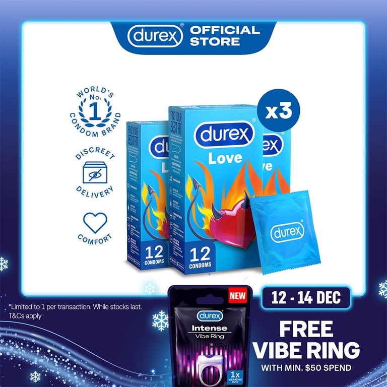 [Bundle of 3] Durex Love Condoms Easy-On For Greater Comfort 12s