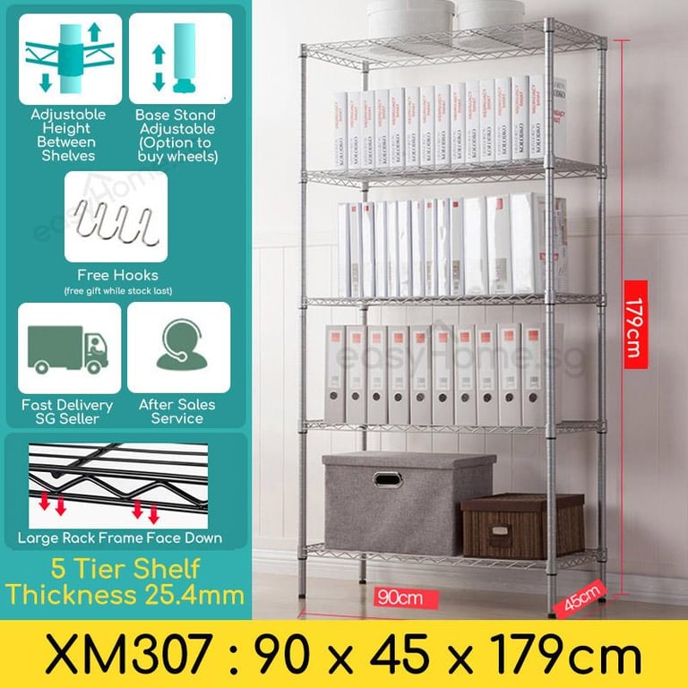 Storage Shelves XM307 - Kitchen / Home Organization Space Saving Rack - xm rack 90x45x175cm