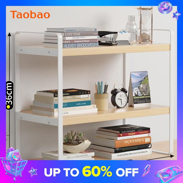 Simple Table, Bookshelf, Small Storage Office Shelf, Multi-Layer Household 1 Iron Shelf, Online Red Book