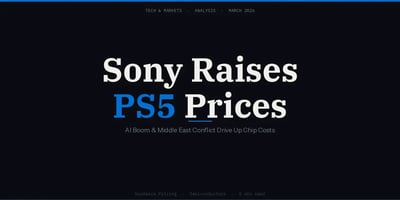 Sony Raises PS5 Prices as AI Boom and Middle East Conflict Drive Up Chip Costs