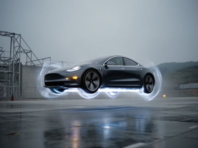 Tesla showcases its first levitating electric sports car prototype, signaling a move into urban air mobility