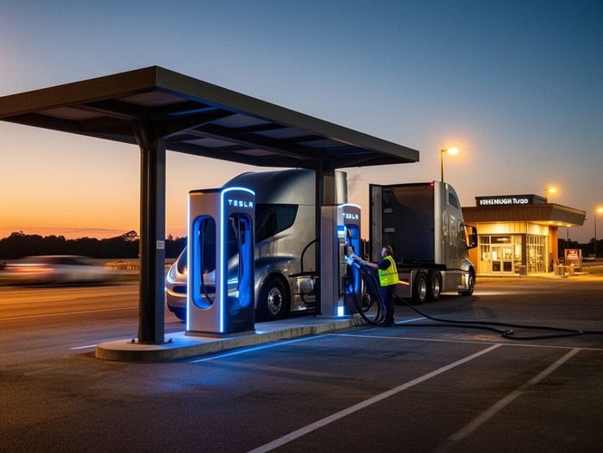 Tesla teams up with Pilot to roll out high‑power Megacharger stations for Semi trucks along U.S. freight routes