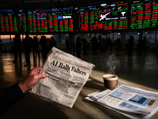 AI‑fuelled market surge stalls as investors eye tech earnings season
