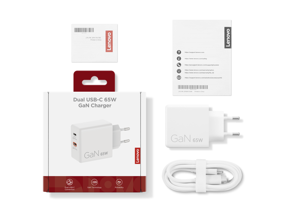 Lenovo Dual USB-C 65W GaN Charger – fotografie 1 z 14