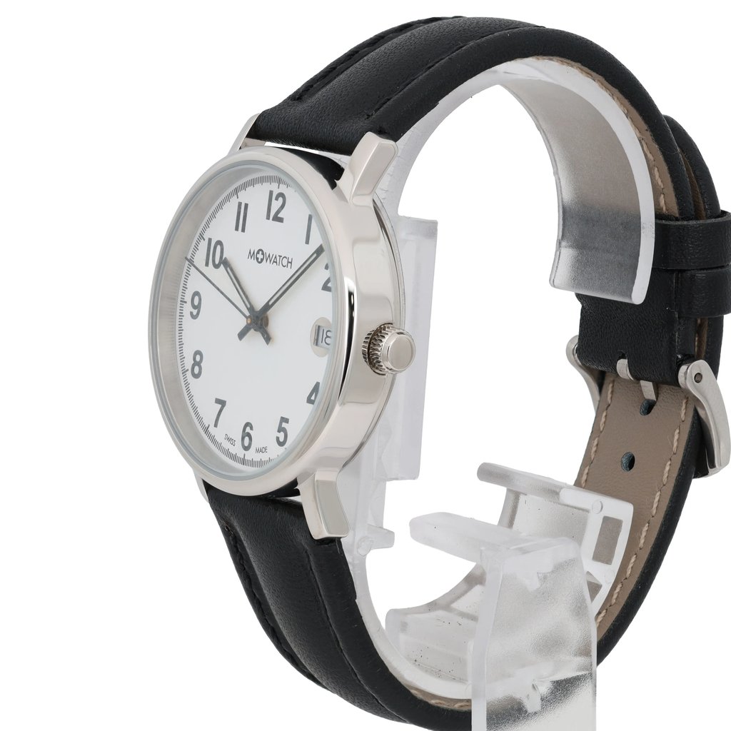 View Of Crown Facing Side Of M-Watch WBB.45210.LB Stainless Steel Watch Unworn Condition