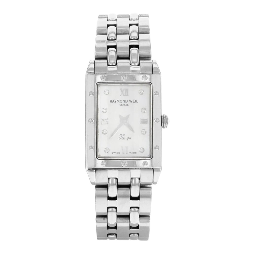 Front Full View Of RAYMOND WEIL 5971-ST-00995 Stainless Steel Watch Display Model Condition {Product Condition}