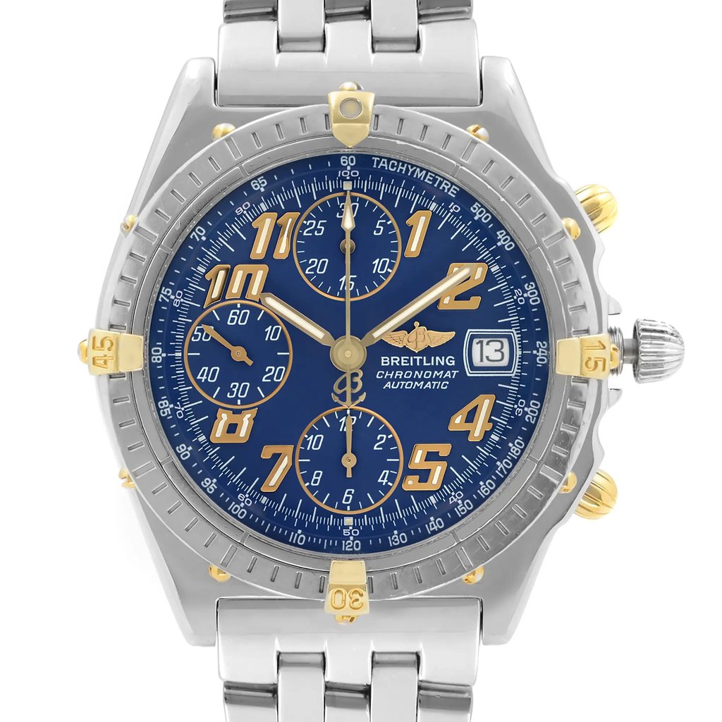 Up Close Front Facing Picture Of Breitling B13050.1 Stainless Steel Watch Pre Owned Condition