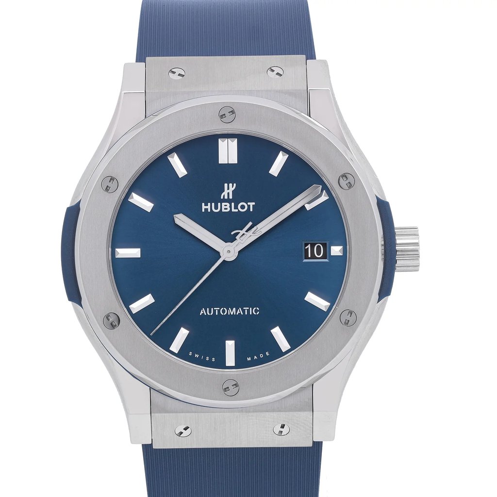 Up Close Front Facing Picture Of Hublot 511.NX.7170.LR Titanium Watch Unworn Condition