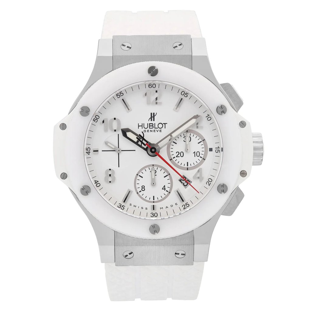 Front Full View Of Hublot 301.SE.230.RW Stainless Steel Watch Display Model Condition Excellent