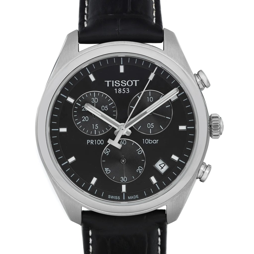 Up Close Front Facing Picture Of Tissot T101.417.16.051.00 Stainless Steel Watch Display Model Condition