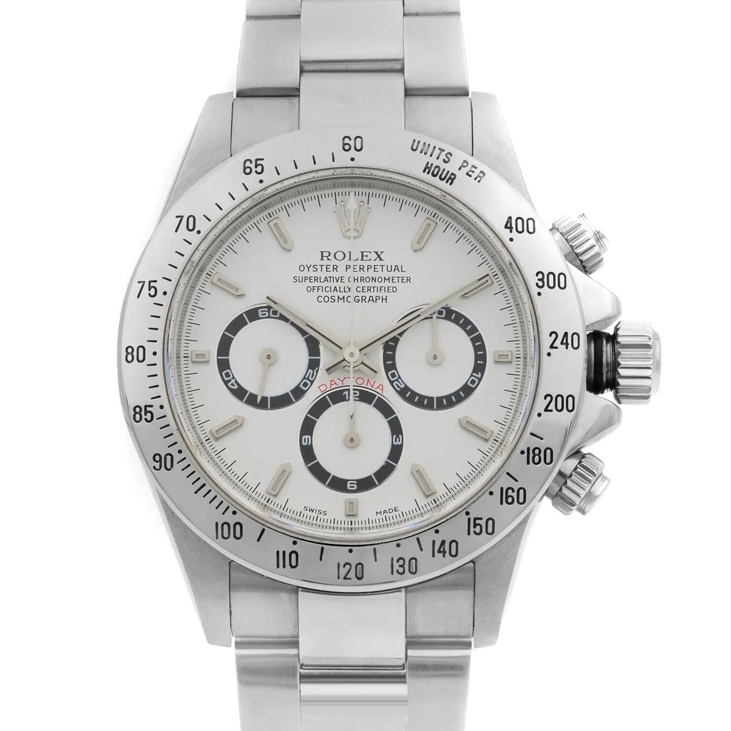 Up Close Front Facing Picture Of Rolex 16520 Stainless Steel Watch Pre Owned Condition