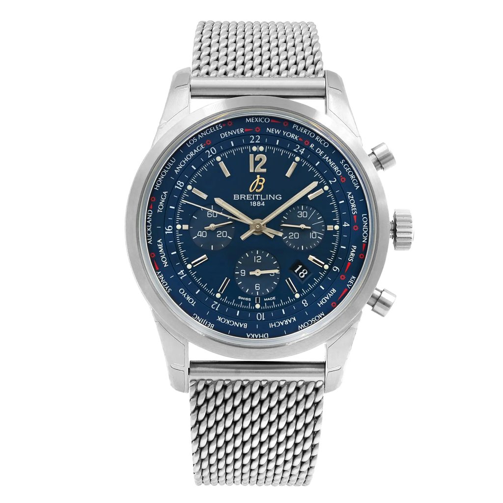 Front Full View Of Breitling AB0510U9/C879-159A Stainless Steel Watch Display Model Condition {Product Condition}