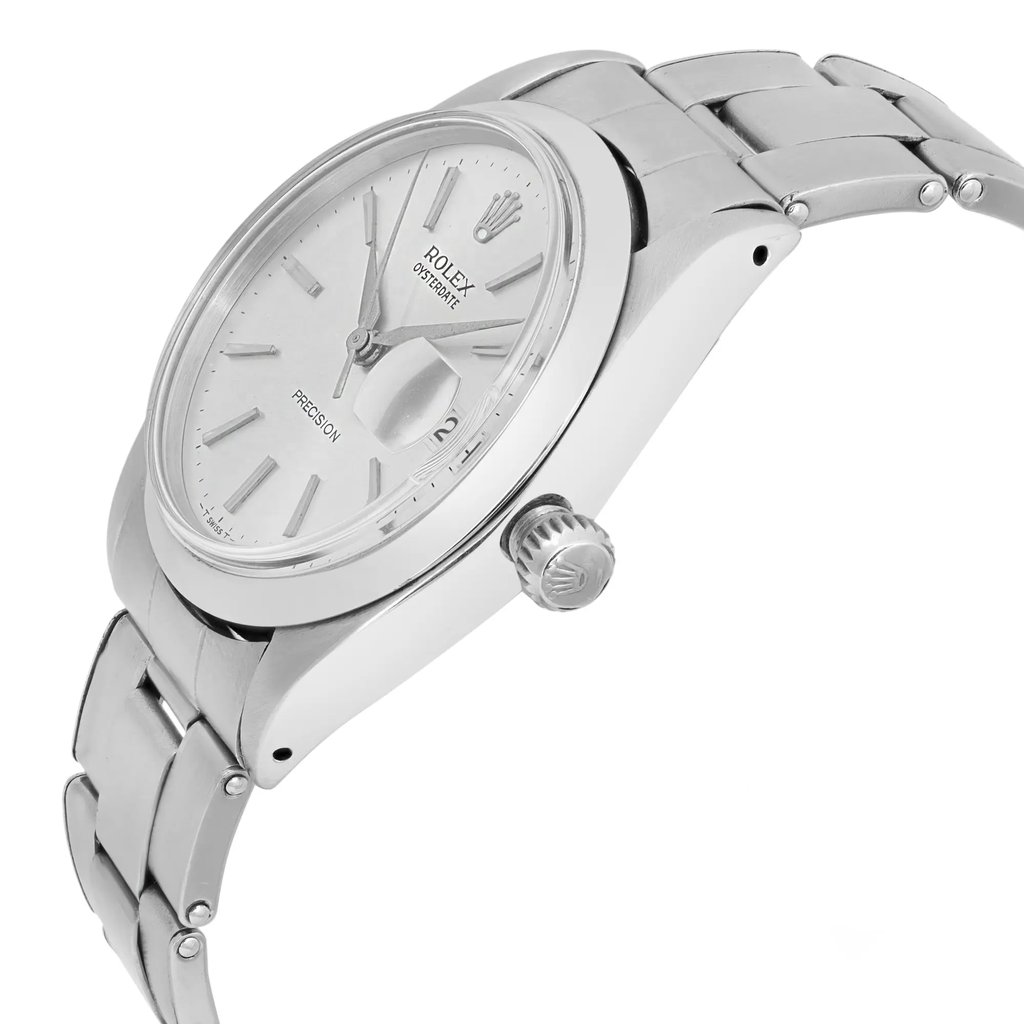 View Of Crown Facing Side Of Rolex 6694 Stainless Steel Watch Pre Owned Condition
