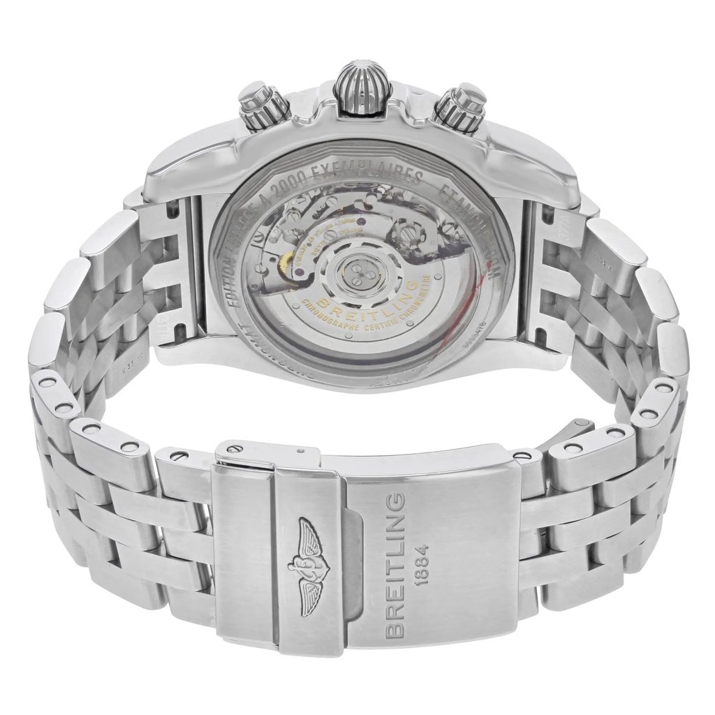 Back View Of {Caseback} Back Case And Closed Stainless Steel Band Of Breitling AB011110/BA50-377A Watch Display Model Condition