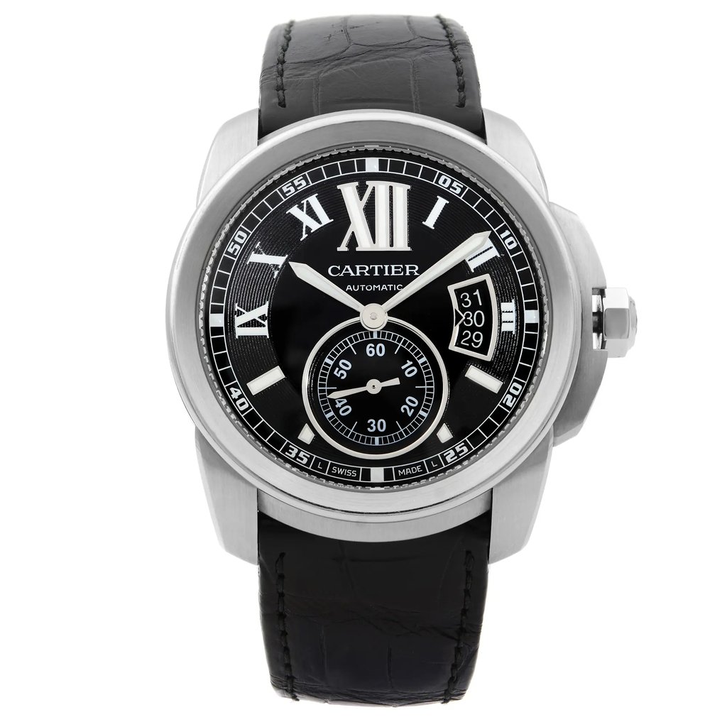Front Full View Of Cartier W7100037 Stainless Steel Watch Pre Owned Condition {Product Condition}