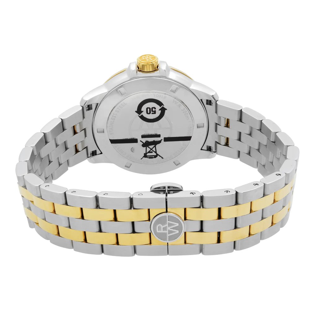 Back View Of Solid Back Case And Closed Stainless Steel Band Of RAYMOND WEIL 8160-STP-00308 Watch Unworn Condition
