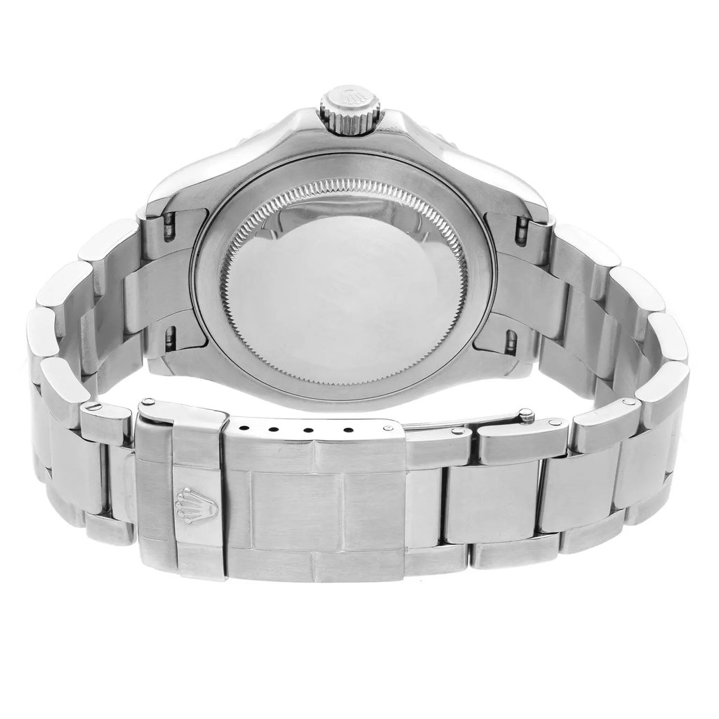 Back View Of Solid Back Case And Closed Platinum,Stainless Steel Band Of Rolex 16622 Watch Pre Owned Condition