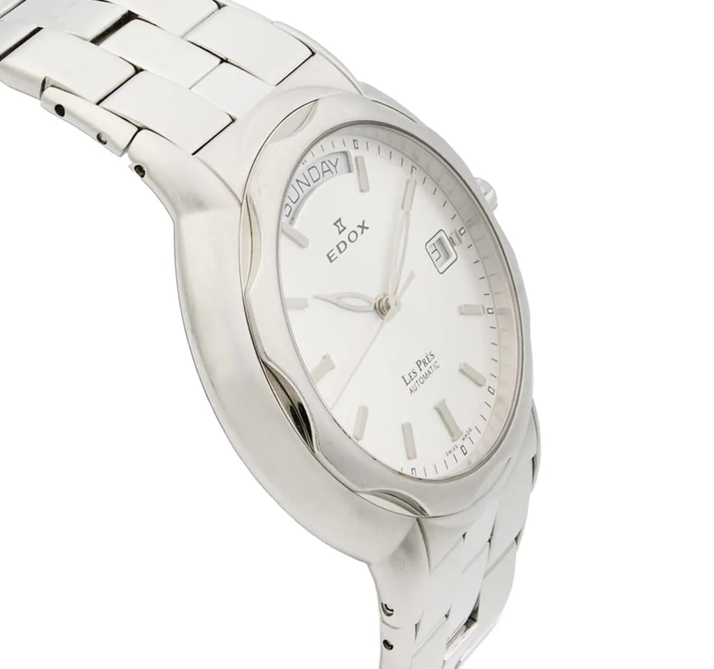 View Of Opposite Crown Facing Side Of Edox 83001 Stainless Steel Watch Pre Owned Condition