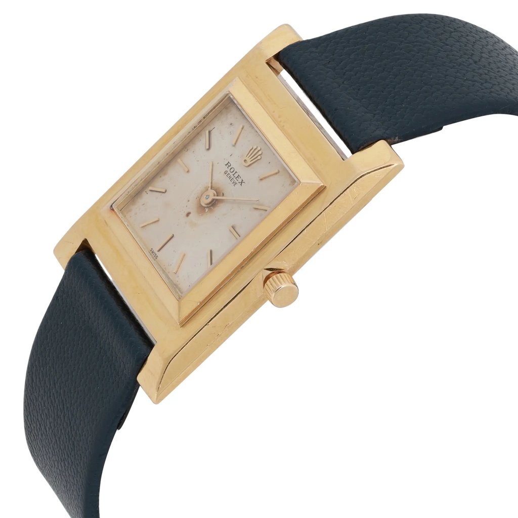 View Of Crown Facing Side Of Rolex 9578 Yellow Gold Watch Pre Owned Condition