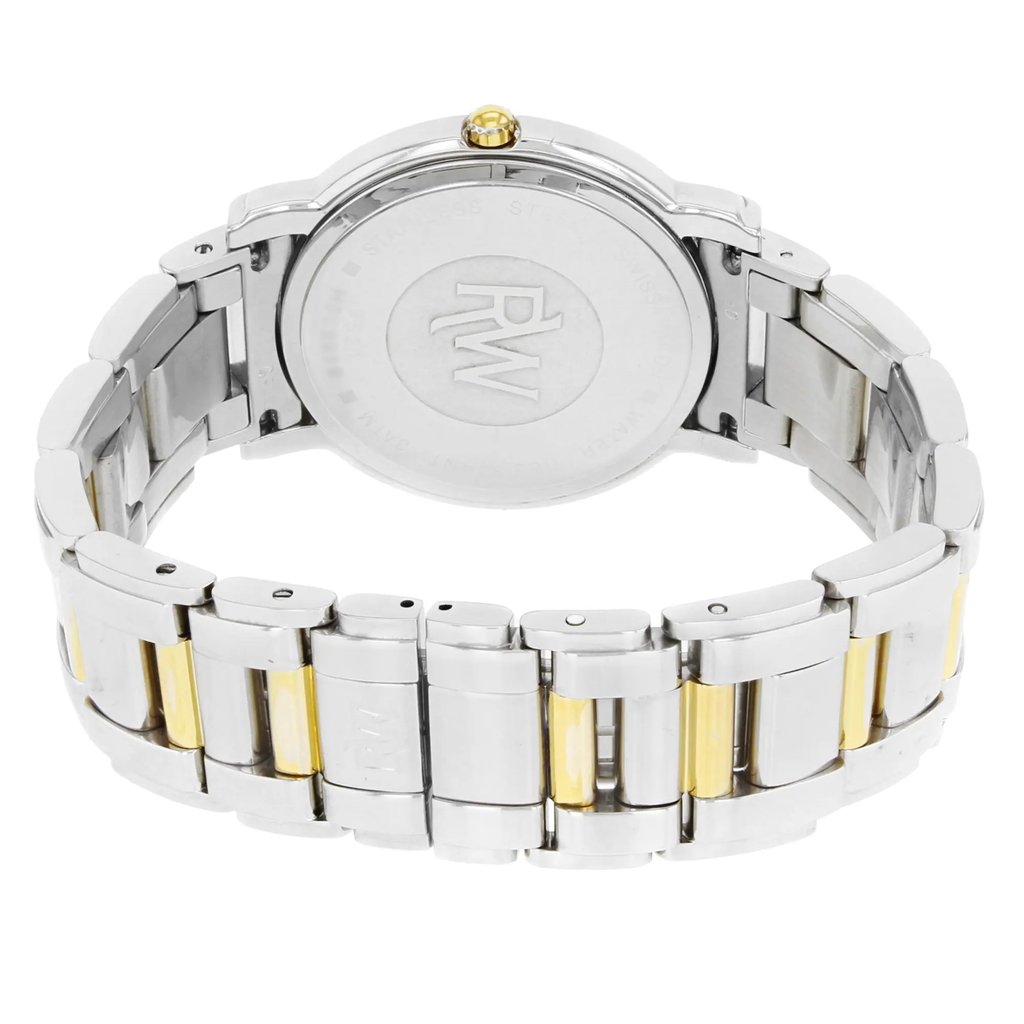 Back View Of {Caseback} Back Case And Closed Stainless Steel Band Of RAYMOND WEIL 9521TT/GR Watch Pre Owned Condition