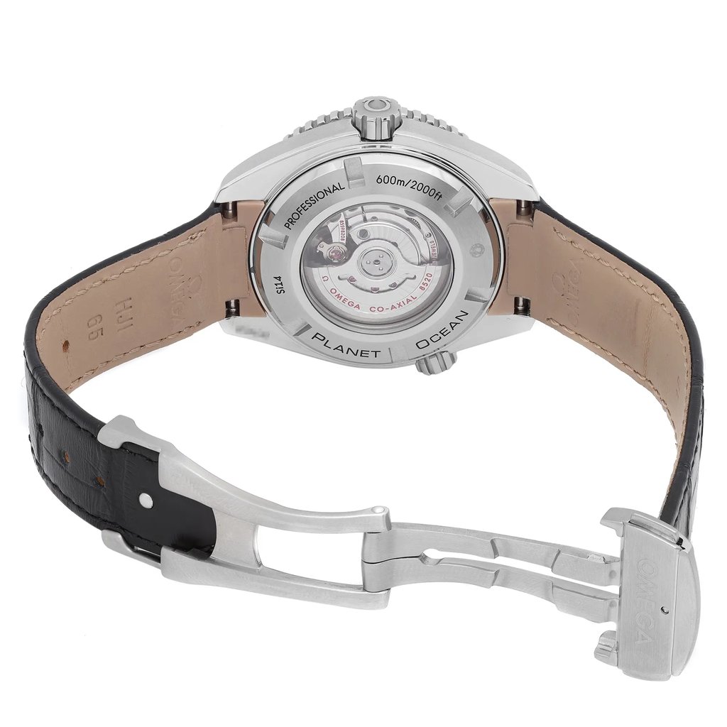 Back View Of Solid Back Case And Open Leather,Leather Band Of OMEGA 232.18.38.20.01.001 Watch Display Model Condition