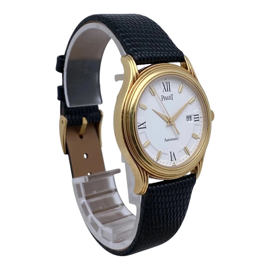 View Of Opposite Crown Facing Side Of Piaget 24001 M501D Yellow Gold Watch Pre Owned Condition