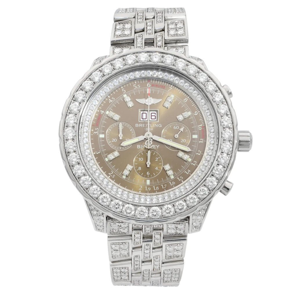 Front Full View Of Breitling A44362 Stainless Steel Watch Pre Owned Condition {Product Condition}
