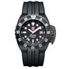 An image of a Wristwatch by Luminox. This Pre Owned item is designed for Men, featuring a Diver,Military style. It has a Mechanical (Automatic) movement and an Analog display with a Black dial color. The indices include 12-Hour Dial,Arrow Markers,Round Indexes. The band is made of Rubber and the case is made of Stainless Steel. The watch has a Round shape with a case size of 44 mm and a case thickness of 17 mm.