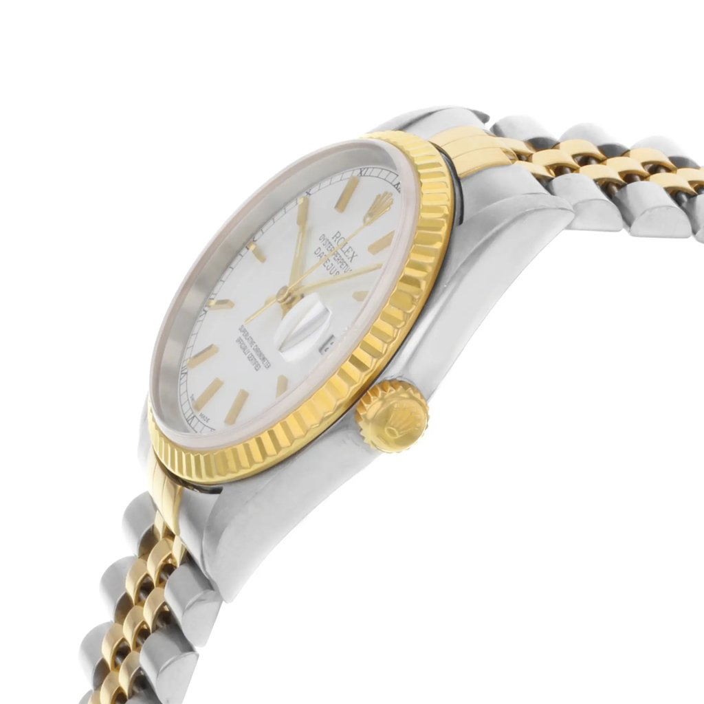 View Of Crown Facing Side Of Rolex 16233 Stainless Steel Watch Pre Owned Condition