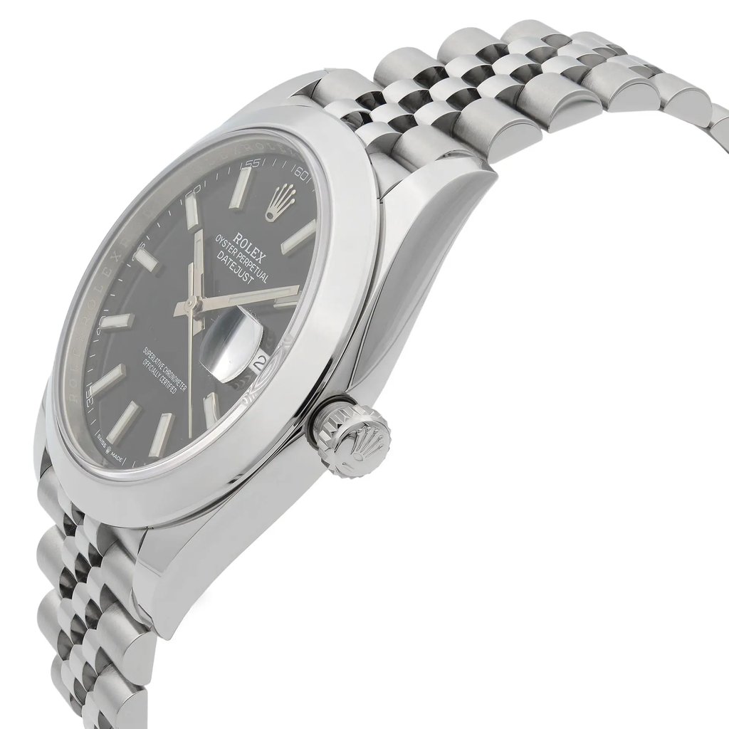 View Of Crown Facing Side Of Rolex 126300 Stainless Steel Watch Unworn Condition