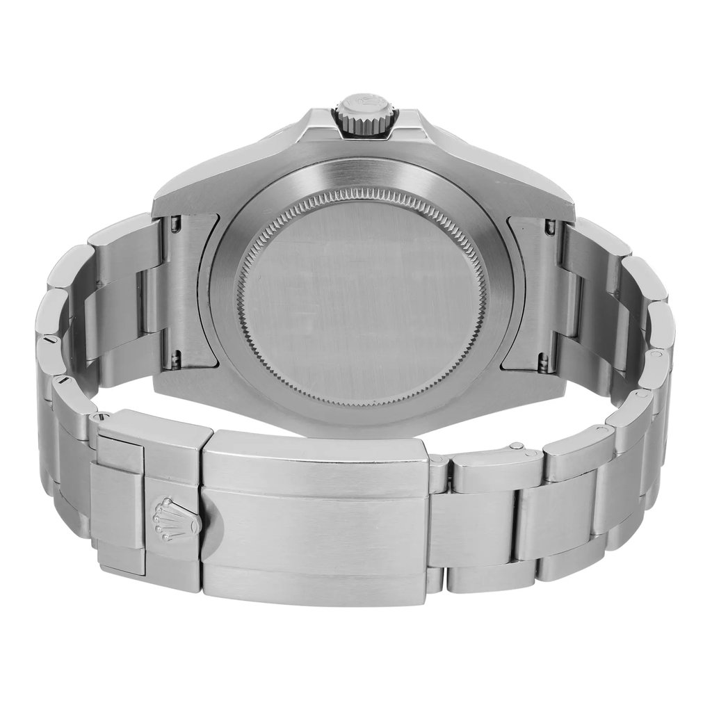 Back View Of Screwback Back Case And Closed Stainless Steel Band Of Rolex 216570 Watch Pre Owned Condition