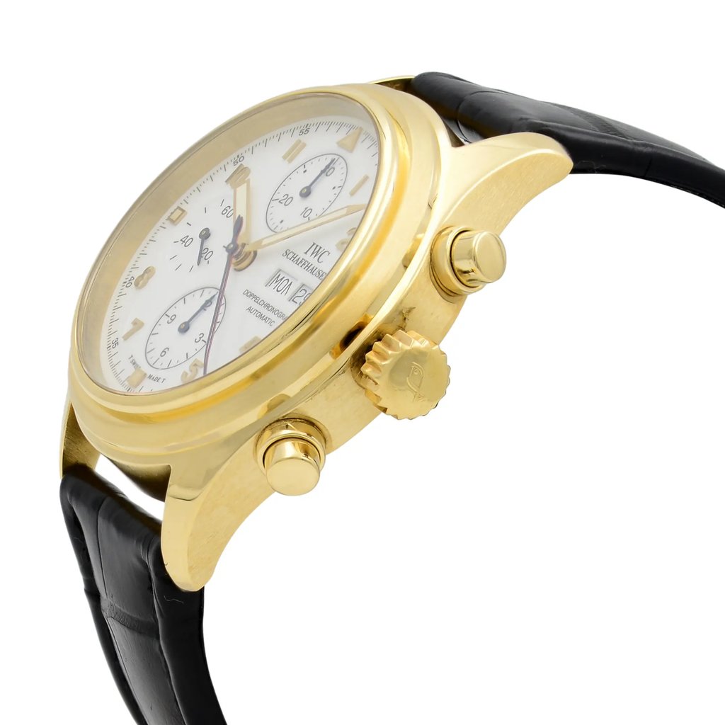 View Of Crown Facing Side Of IWC IW3711-11 Gold 18kt Watch Pre Owned Condition