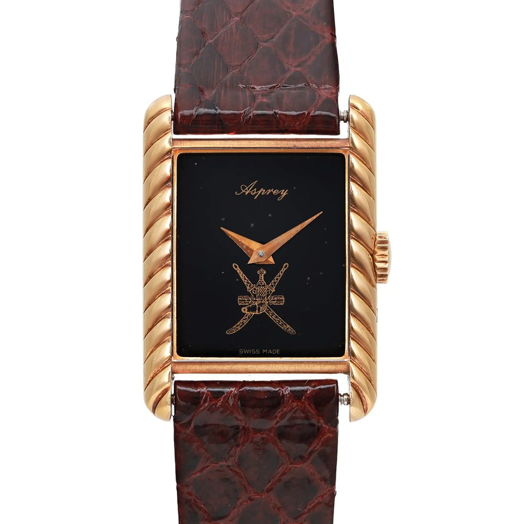 Up Close Front Facing Picture Of Asprey 616506 Gold 18kt Watch Pre Owned Condition