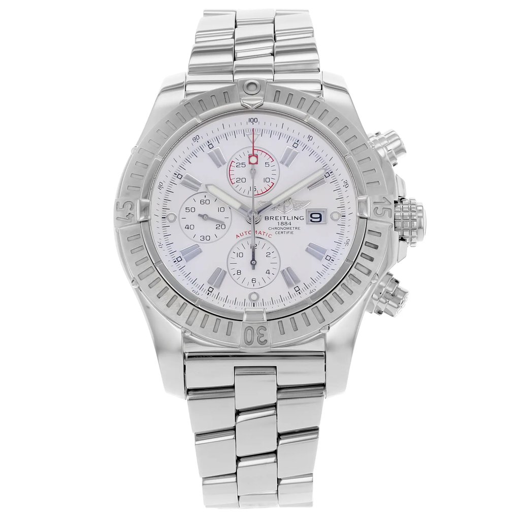 Front Full View Of Breitling A1337011/A660-135A Stainless Steel Watch Pre Owned Condition {Product Condition}