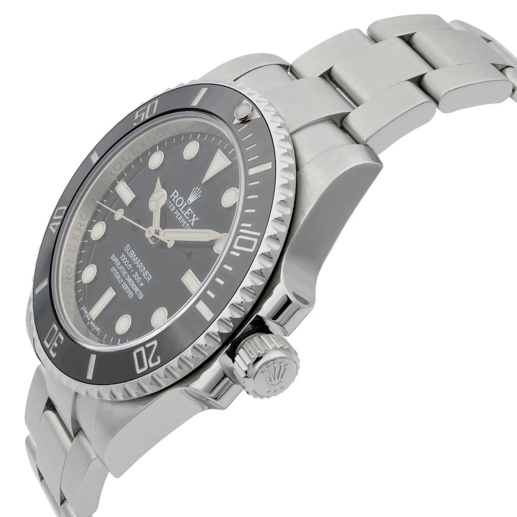 View Of Crown Facing Side Of Rolex 114060 Stainless Steel Watch Pre Owned Condition