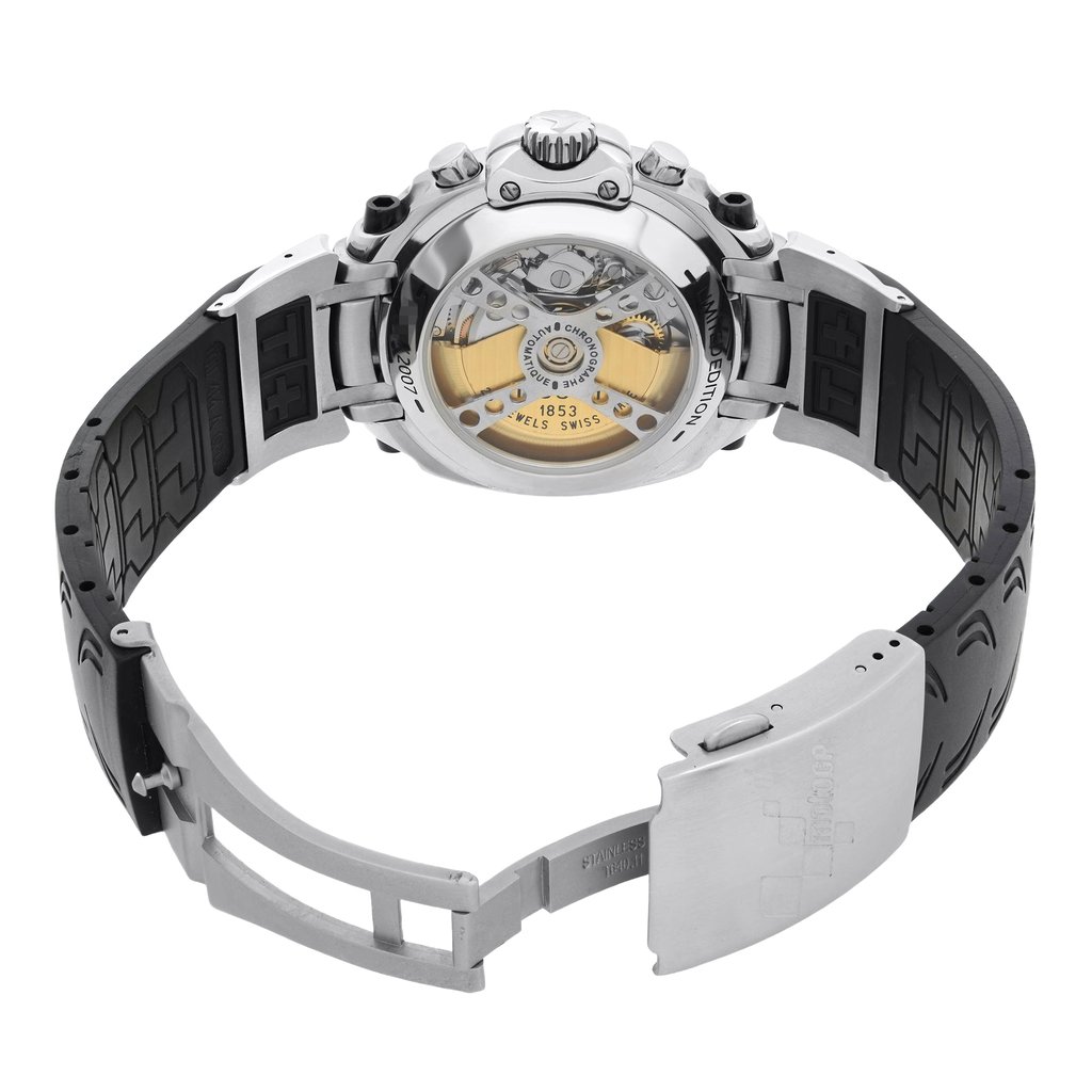 Back View Of Exhibition Back Case And Open Rubber,Leather Band Of Tissot T011.414.17.202.00 Watch Display Model Condition