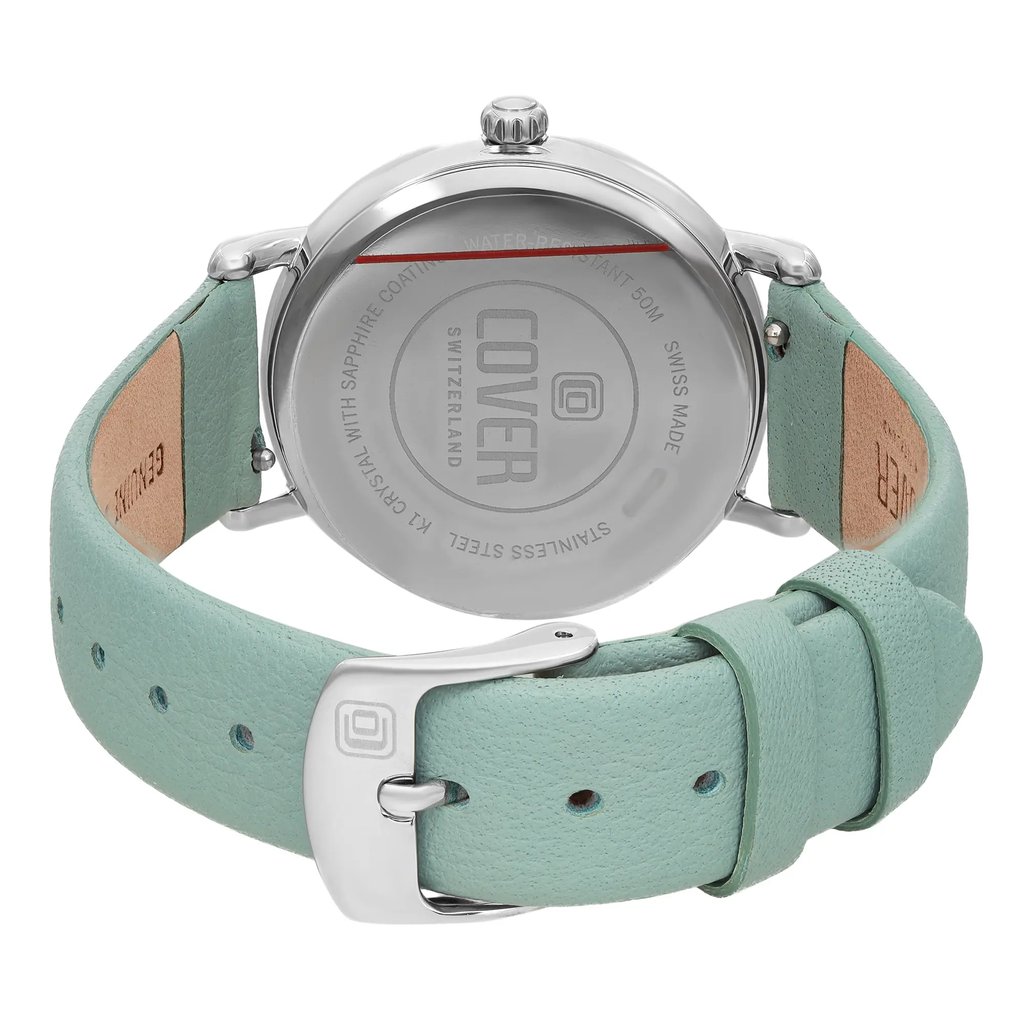 Back View Of Snap Back Case And Closed Leather Band Of COVER CO199.09 Watch Unworn Condition