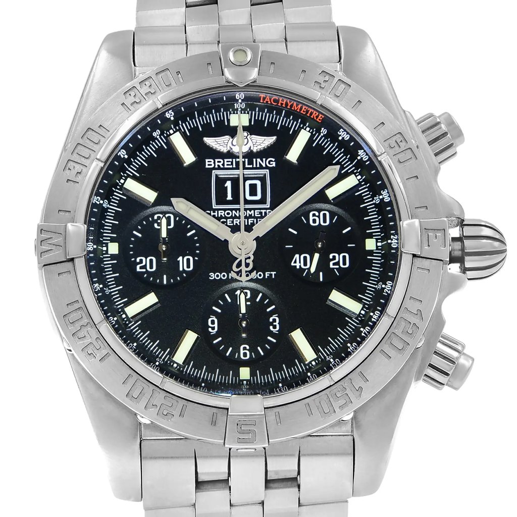 Up Close Front Facing Picture Of Breitling A4435910/B811/371A Stainless Steel Watch Pre Owned Condition