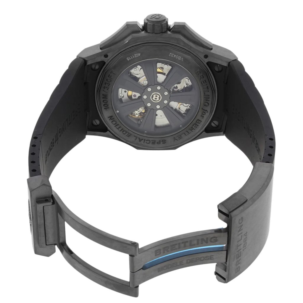 Back View Of {Caseback} Back Case And Open Rubber Band Of Breitling VB043222/BD69-222S Watch Display Model Condition
