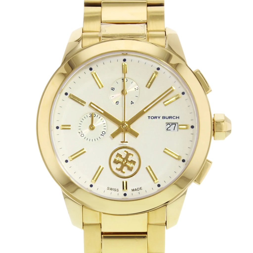 Up Close Front Facing Picture Of Tory Burch TB1250 Stainless Steel Watch Pre Owned Condition