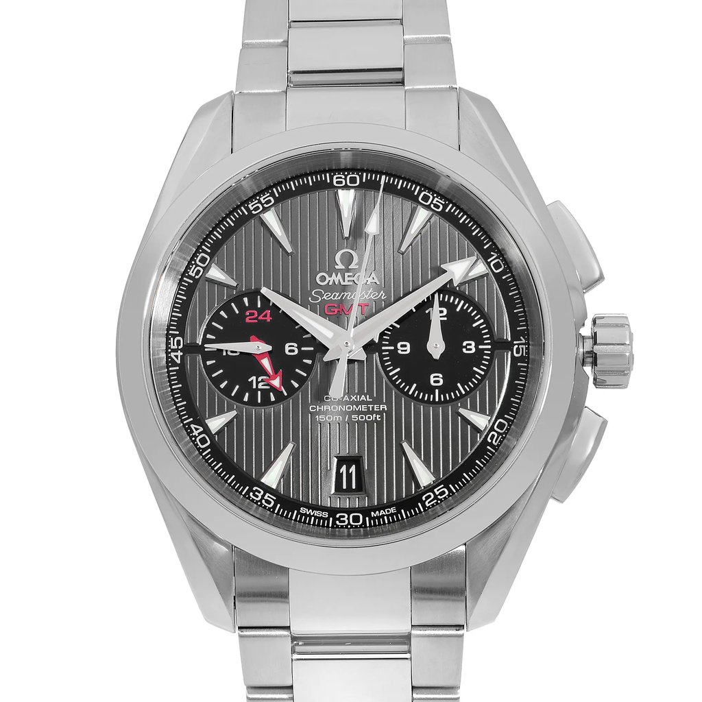 Up Close Front Facing Picture Of OMEGA 231.10.43.52.06.001 Stainless Steel Watch Unworn Condition