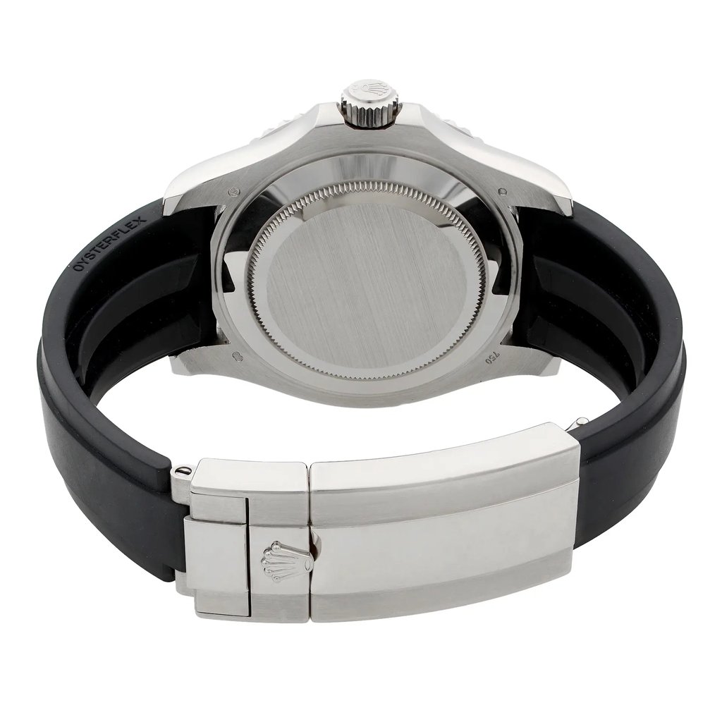 Back View Of Screwback Back Case And Closed Rubber Band Of Rolex 226659 Watch Display Model Condition