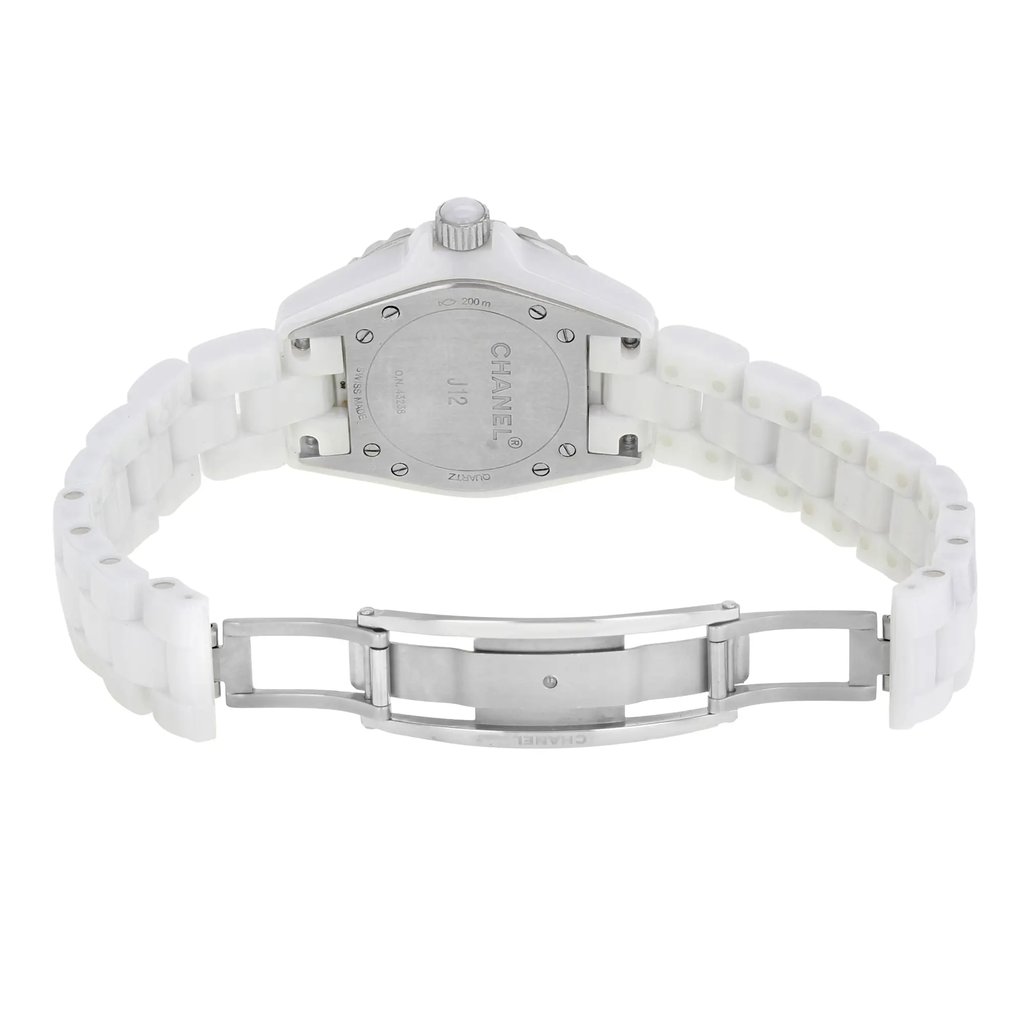 Back View Of {Caseback} Back Case And Open Ceramic Band Of Chanel H2422 Watch Pre Owned Condition