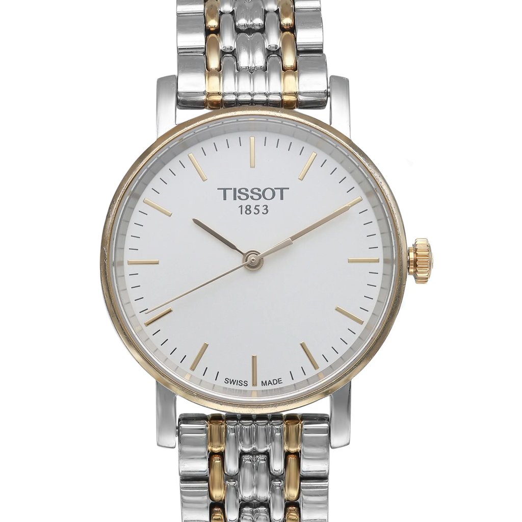 Up Close Front Facing Picture Of Tissot T109.210.22.031.00 Stainless Steel Watch Pre Owned Condition