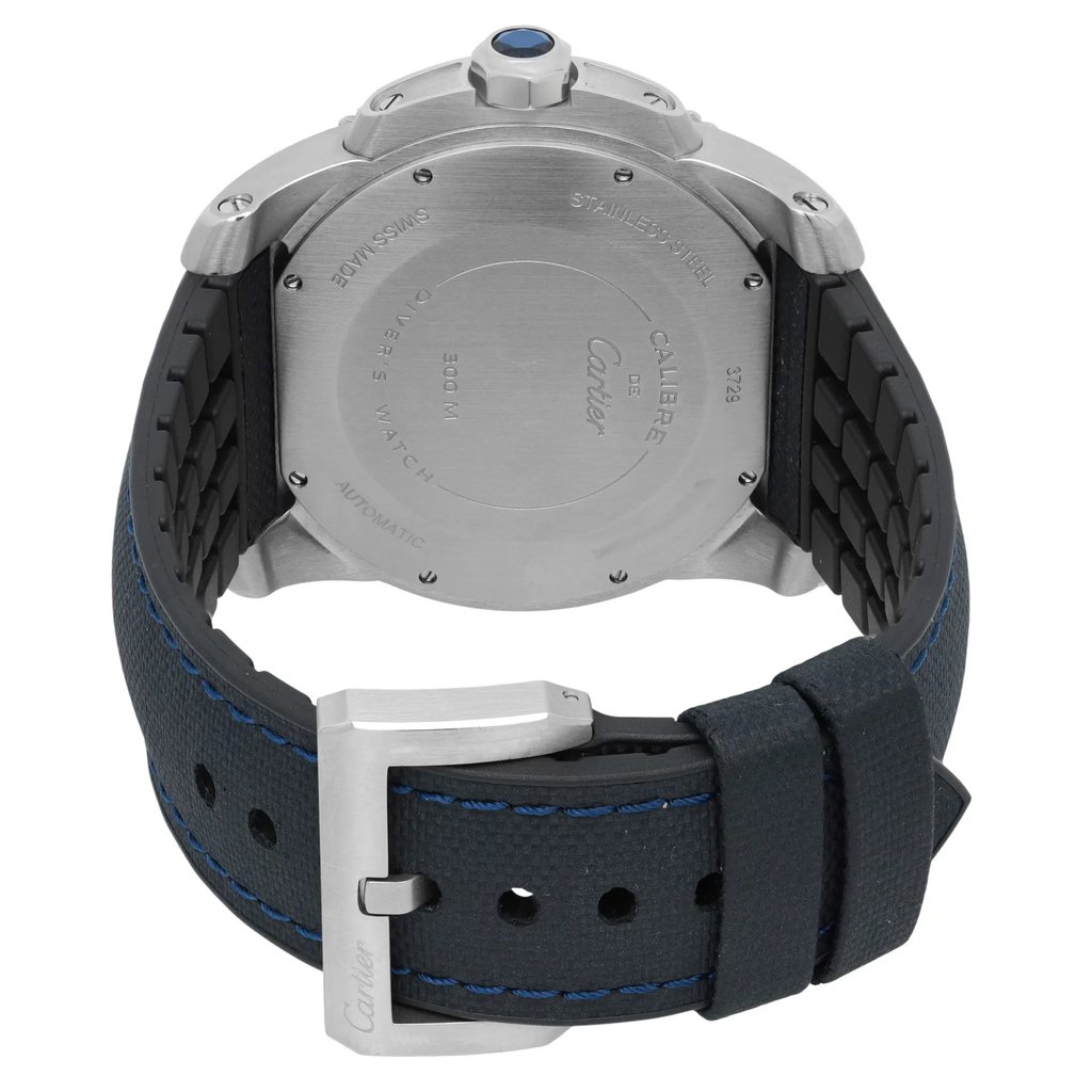 Back View Of {Caseback} Back Case And Closed Rubber Band Of Cartier WSCA0010  Watch Pre Owned Condition