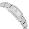 An image of a rectangular stainless steel wristwatch with a Mother Of Pearl dial. The watch is depicted at a 45-degree angle, with the crown not visible from this angle. Display model in excellent condition. 