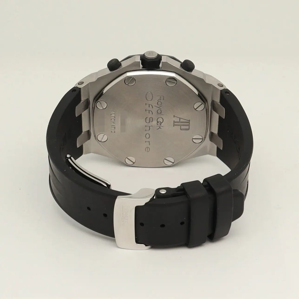 Back View Of Screwback Back Case And Closed Rubber Band Of Audemars Piguet 25940SK.OO.D002CA.01.A Watch Pre Owned Condition