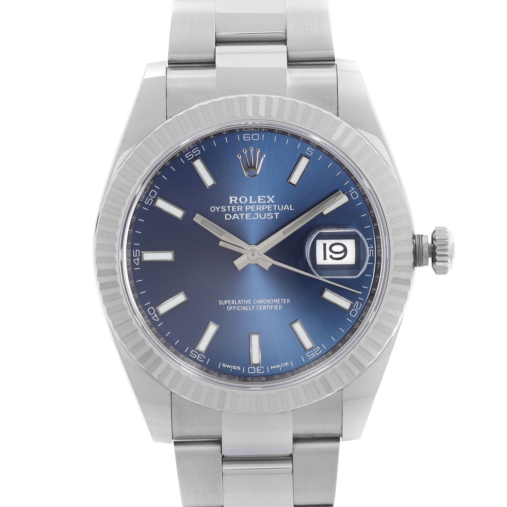 Up Close Front Facing Picture Of Rolex 126334 Stainless Steel Watch Pre Owned Condition