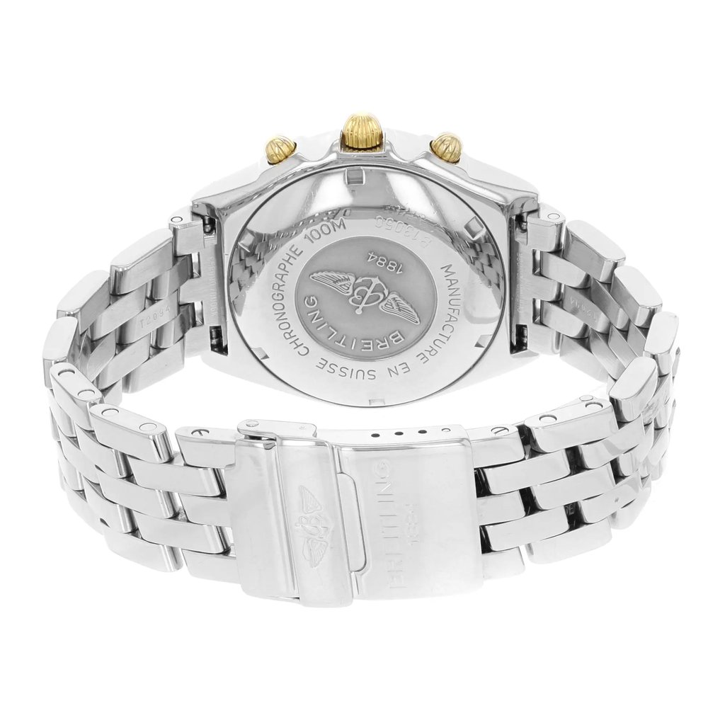 Back View Of {Caseback} Back Case And Closed Stainless Steel Band Of Breitling B13050 Watch Pre Owned Condition